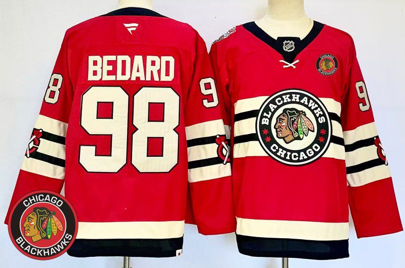 Men Chicago Blackhawks #98 Bedard Red Fanatics 2025 NHL Jersey style 6->chicago blackhawks->NHL Jersey